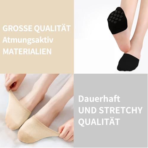 6 Pairs Toe Topper Socks No Show Liner Half Socks for Women,Seamless Grip Non Slip Sock Hidden Toe Covers Sock for Women's Mules Heels3