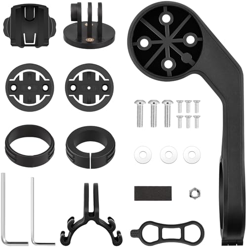 Soporte Extendido Frontal Multifunción para Bicicleta Compatible con Garmin/Wahoo/Bryton/CooSpo Montura Luz Delantera Liberación Rápida Impermeable IPX5 para Manillar 22-23mm