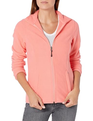 Amazon Essentials Veste à Fermeture Éclair intégrale, en Polaire Douce, Coupe Classique (Grandes Tailles Disponibles) Femme, Rose Corail, M