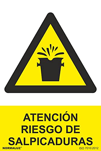 Normaluz Rd31056 - Señal Atención Riesgo De Salpicaduras Pvc Glasspack 0,7 Mm 30X40 Cm Con Cte, Ripci
