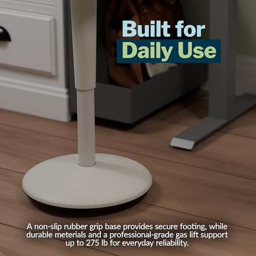 Image of Vari Balance Stool for Standing Desk - Ergonomic Active Sitting Stool for Home Office - Adjustable Height 22 to 29 Inches, 360 Degree Rocking Base, 275 lb Support - White /Sand Grey