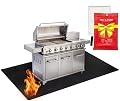 eJOMO Under Grill Mats for Outdoor Grill Deck Protector - Black Under BBQ Grill Mat w/Fire Blanket & Corner Weights, Double-Sided Fireproof Design, Heat Resistance Up to 2000°F, Square, 48x90 Inches