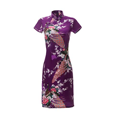 Mini robe traditionnelle chinoise KEHAIOO violette XXL idéale pour vos soirées et cocktails