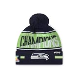 FOCO Seattle Seahawks NFL Super Bowl LX Champions Big Wordmark Stripe Pom Beanie Team Color
