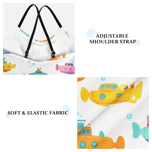 Submarine Pattern Girls One Piece Swimsuits Summer Quick Dry Beach Bathing Suit4