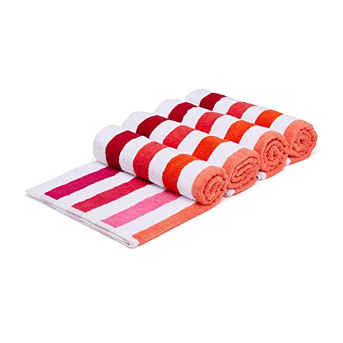 Amazon Basics Cabana Stripe Beach Towel - Pack Of 4, Pink Multi #TOP1