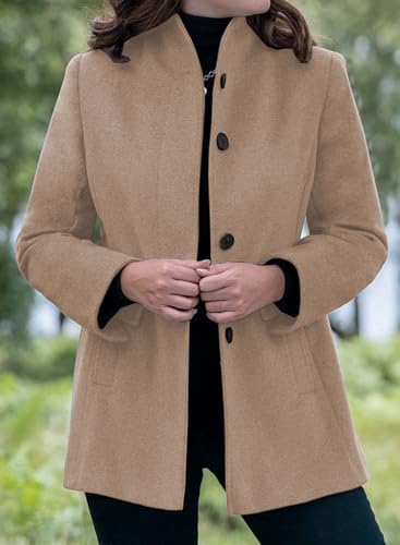 yoeasy Women's Stand Collar Pea Coat Winter Long Sleeve Wool Blend Short Jackets Single Breasted Blazer Coat Outwear2