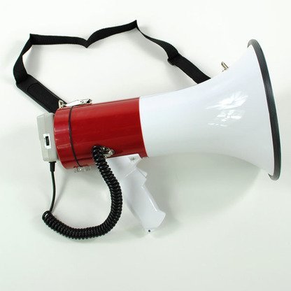 50 Watt Megaphone with Safety Siren, Handheld Microphone, Pistol Grip Talk Switch and Adjustable Shoulder Strap