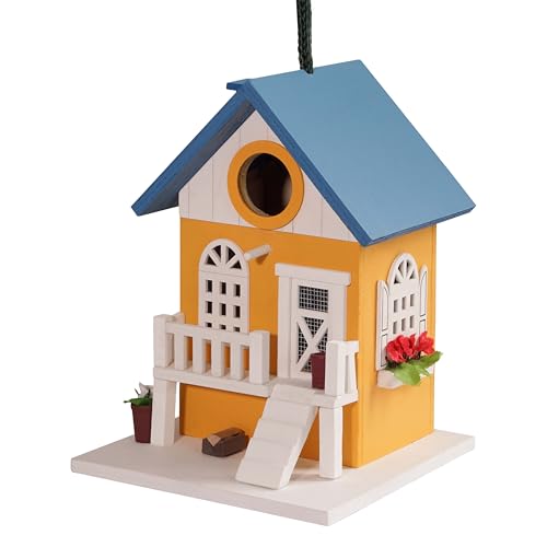 MIXUMON Bird Houses for Outside, Outdoor Bird House for Bird Families Bluebird Sparrow Finch Cardinals Hanging Birdhouse for Garden.