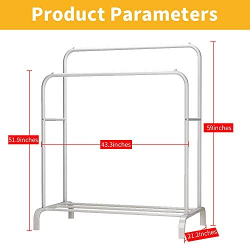 Amazon Com Udear Garment Rack Freestanding Hanger Double Pole Multi Functional Bedroom Clothing Rack White Home Improvement