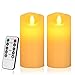 Produktbild LED Kerzen,Flammenlose Kerzen 6 "Höhe (Durchmesser 3") 2-er Set aus echtem Wachs, nicht aus Kunststoff, mit realistischen 3D-LED-Flammen und 10-Tasten-Fernbedienung (2er Pack, Elfenbein)