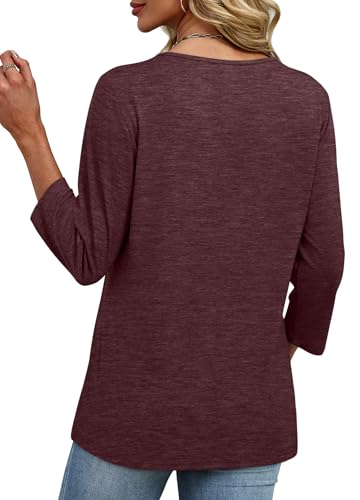 Image of XIEERDUO 3 /4 Length Sleeve Womens Tops V Neck T Shirts Summer Clothes Basic Blouses Dressy Casual 2026 Spring Outfits