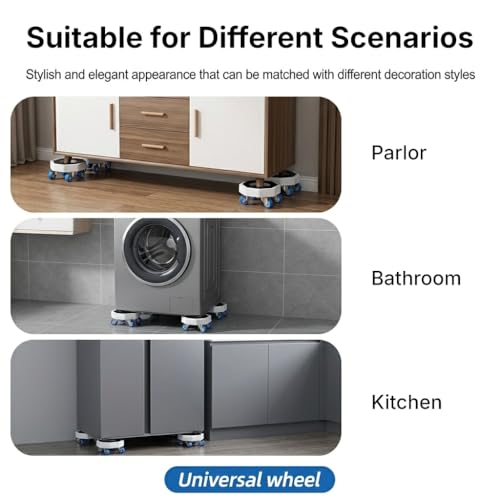 Image of HASTHIP Wheels for Heavy Furniture, Heavy Furniture Lifter Mover Tool Set with 360 Caster Wheels & Brake, Crowbar & Extension Rod for Sofa, Fridge, Washing Machine & Cabinet Moving