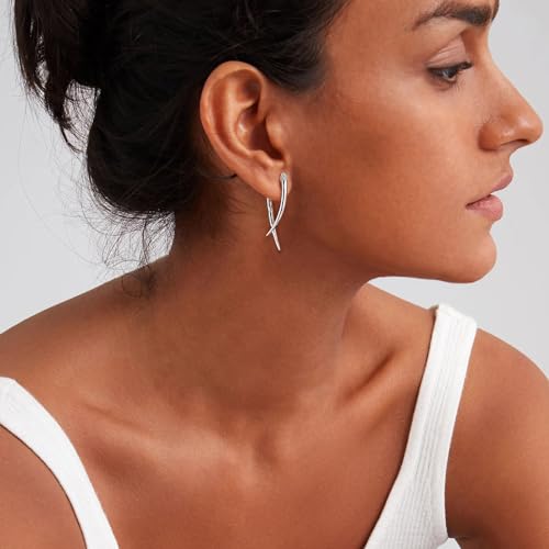 HZMAN Silver Earrings for Women Dainty Stud Earrings Hypoallergenic Lightweight Earring Jewelry Gift2