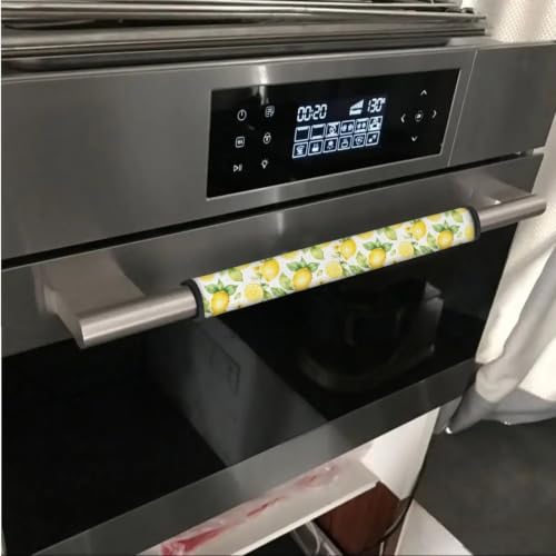 Image of Refrigerator Door Handle Covers Set of 6 Kitchen Electrical Appliances Handle Protector Anti-Slip Fridge Microwave Oven Home Accessories, Lemon Yellow White