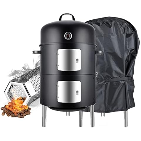 Realcook Charcoal Smoker Grill with Pellet Smoker Tube & Smoker Cover Cover