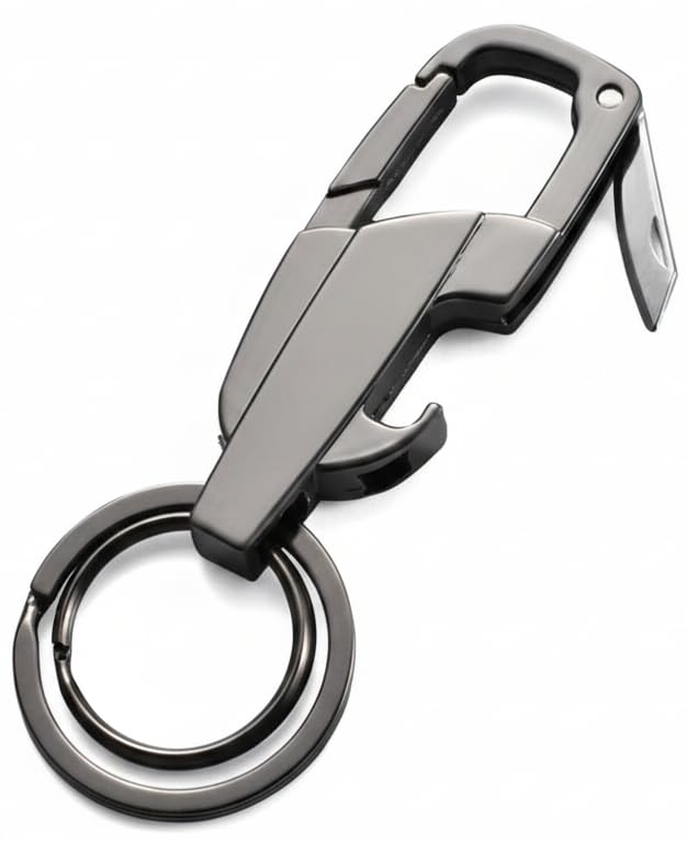 Key Chain with Clip Hook and 2 Extra Detachable Rings, Zinc Alloy Heavy Duty Durable Metal Key Chains for Cars, Bikes