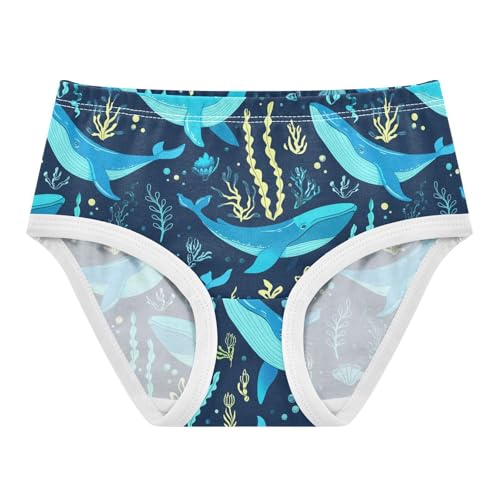 Ocean Whale Seaweed Blue Toddler Girls's Underwear 2T 2303162