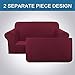 H.VERSAILTEX High Stretch 2 Piece Loveseat Couch Covers Furniture Protector Sofa Cover Suit for T Cushion/Box Cushion, Durable and Thick Spandex Stretch Fabric Soft Slipcover - Loveseat, Burgundy Red