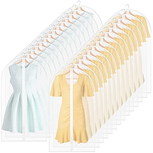 Sintuff 80 Pcs 24'' x 40'' Clear Garment Bags Bulk Clear Hanging Clothes Cover with Full Zipper Hanging Travel Garment Cover Bags for Clothes Storage