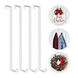 Booda Brand 14' Over The Door Hooks, 4 Pack Widen Wreath Hangers Fit The 1-3/4' & 1-3/8' Door Thicknesses, Z-Shaped Metal Door Hanger Hooks for Hanging Wreaths, Hats,and Clothes (White-4Pack)