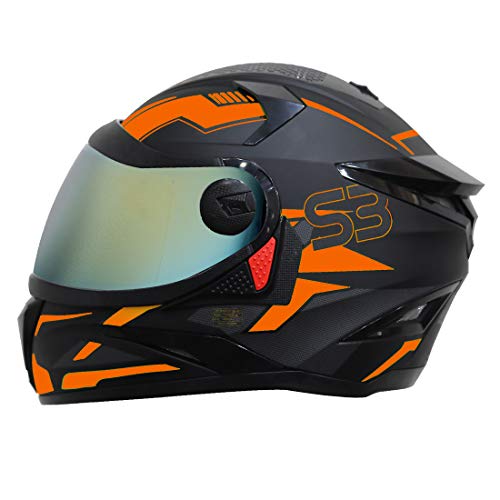 Image of Steelbird SBH-17 Terminator ISI Certified Full Face Graphic Helmet in Matt Finish with Chrome Visor