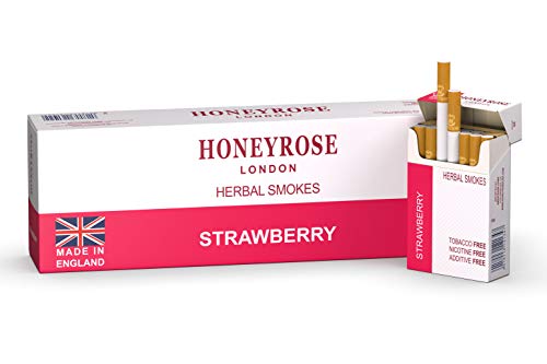 Honeyrose STRAWBERRY - Tobacco & Nicotine Free Herbal Cigarettes,1 carton/10 packs, Made in England