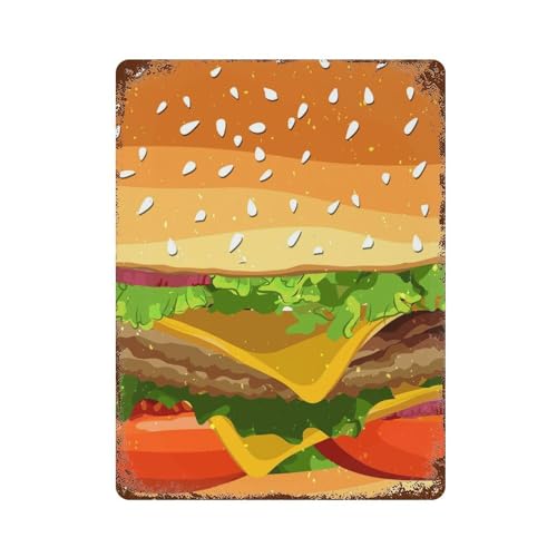 Cartel de metal vintage para decorar el jardín o la cocina con estilo hamburguesería