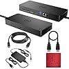 Estación de acoplamiento WD19DCS Dell Docking Station USB C – Estación de acoplamiento de monitor dual con 240W, cable HDMI, cable DisplayPort y paño de limpieza de microfibra – Estación de