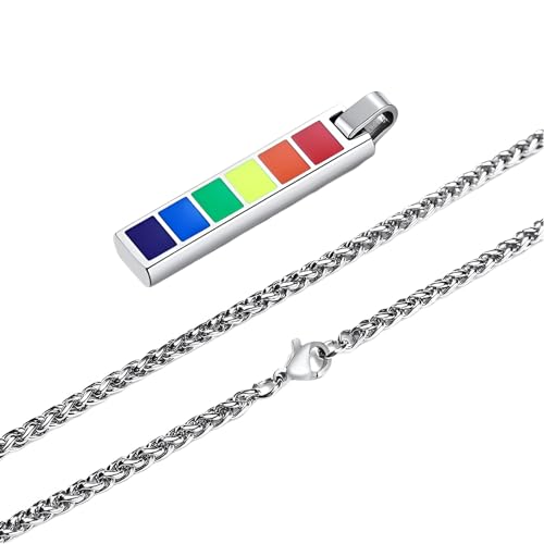 Collier Trans en Argent 925, pendentif arc-en-ciel vertical chic et durable