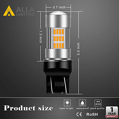 Alla Lighting 7440 7443 Led Amber Yellow Turn Signal Lights Bulbs 7444Nak 7440Nak Wy21W Super Bright T20 Wedge 54-Smd 4014 Chipsets Blinker Lamps 12V #TOP7