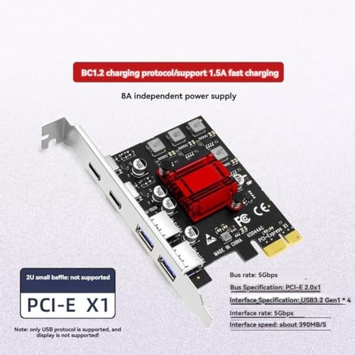 Adaptador de tarjeta de expansión PCIe con conectores USB 3.2 Gen1 2