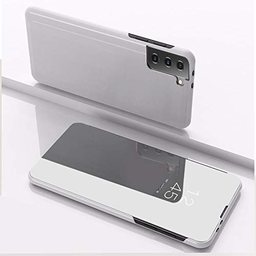 Coque Samsung S21 Ultra rabat miroir argenté finition premium slim