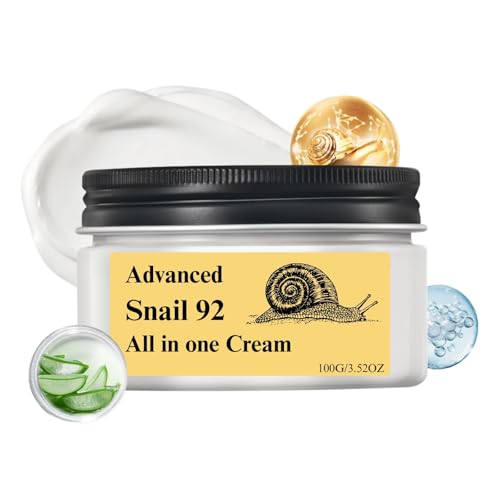 Snail Mucin Moisturizer - Snail Mucin Serum Cream - Advanced Snail 92% Mucin Moisturiser Face - Day & Night Korean Skin Care Anti Wrinkle Snail Cream - Daily Soothing & Moisturising 100g