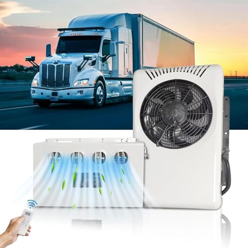 VBVARV Aire Acondicionado 9000BTU Mini Split Aire Acondicionado De DC Enfriamiento Rápido De Bajo Ruido para Camiones, Semirremolques, Tractor De Remolque, Furgonetas,Blanco