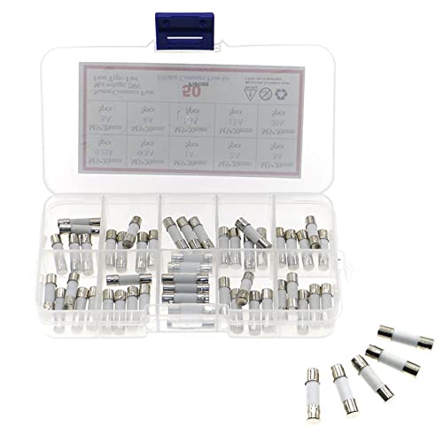 Fuse 50pcs/Box 10 Kinds Fast Ceramic Fuses Kit 250V 5mm x 20mm 0.25A 0.5A 1A 2A 3A 5A 8A 10A 15A 20 AMP Fuse Tube Assortment miniatura 5
