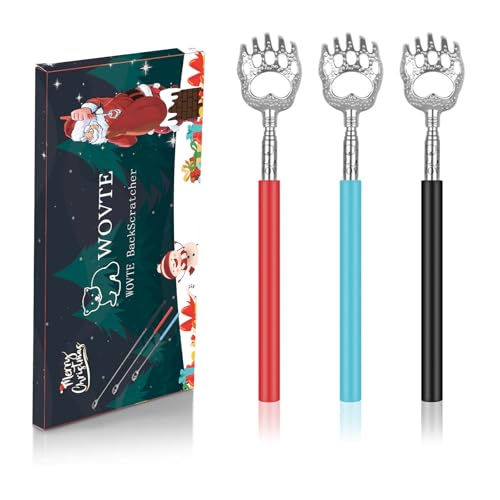 WOVTE - WOVTE Lot de 3 gratte-dos avec boîte d'emballage de Noël, garnitures de bas de Noël pour hommes femmes adultes, cadeaux de Noël pour hommes femmes papa maman mari épouse - -30%