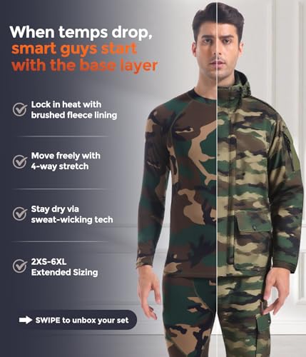 Image of CL convallaria Thermal Underwear Long Johns Set Mens Winter Gift Hunting Gear Sport Base Layer Bottom Top