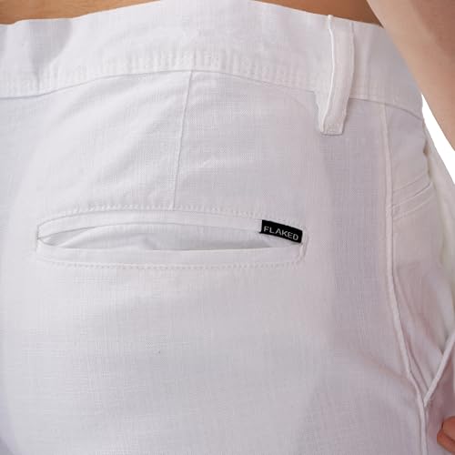 Image of Men's Regular Fit Linen Trousers | Slim Fit Lightweight Casual Pants | Stylish Dress Pants for Office or Travel | Premium Luxury Linen Trouser Pant with Breathable Comfort