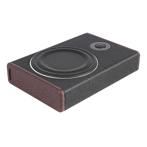 Chelngveo Subwoofer activo para coche, 600 W, 8 pulgadas, amplificador integrado, respuesta de frecuencia de 40 Hz a 200 Hz, carcasa de madera, para instalación bajo asiento y respaldo, color negro
