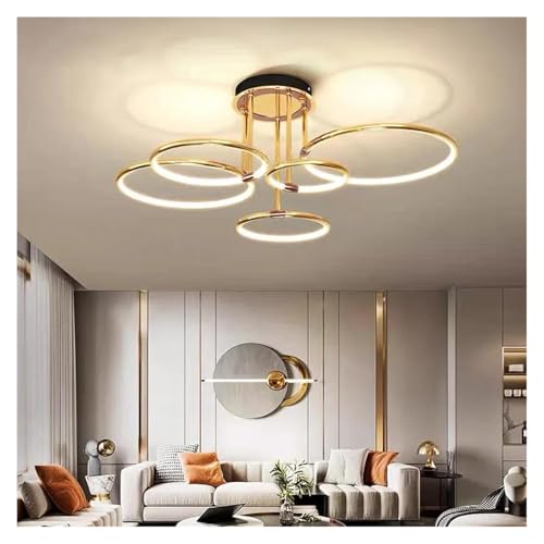 Lustres modernes à 5 anneaux et 3 couleurs de lumière pour salon et chambre