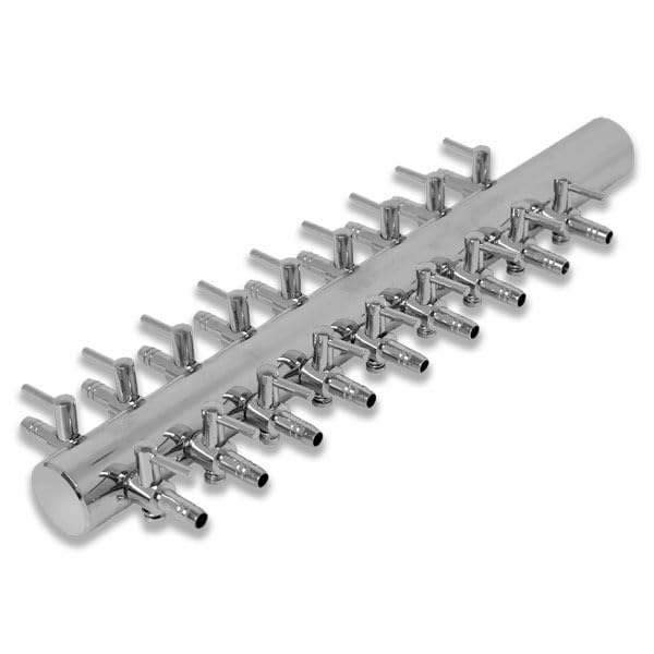 eco-filtration Stainless Steel Multi-Way Air Manifold 18 Outputs for Aquarium Air Pump | 19mm Airline Compatible, Corrosion-Resistant Connector for Aquariums, Pond Air Pumps & Hydroponic Aeration