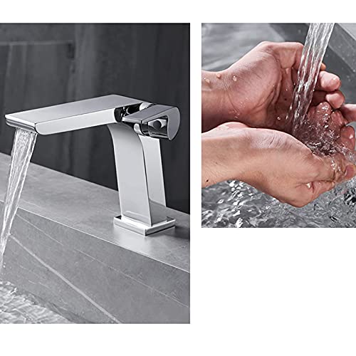 Robinets en laiton cascade chrome de style simple pour vasque design - 7