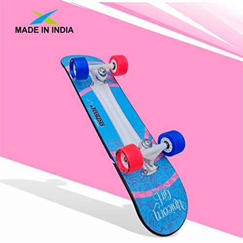Jaspo Unicorn Girl Fiber Skateboard Combo Casterboard Cruiserboard (For Age Group 7 Years And Above) Unicorn Skateboard Only (Deck Size 26"X6.5") - Black