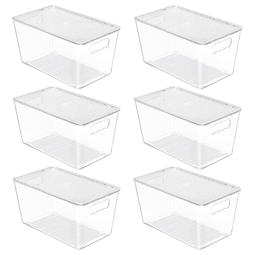 Vtopmart 6 Pack Clear Stackable Storage Bins with Lids, Medium Pl...