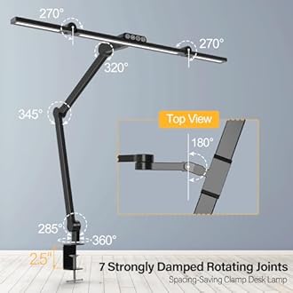 Micomlan Desk Lamp with Clamp, Architect Led Desk Lamp for Home Office with Remote Control, 24W Ultra Bright Auto Dimming Computer Light Adjustable Table Light for Working Workbench (Remote)