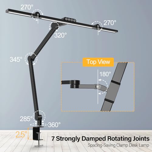 Image of Micomlan Desk Lamp with Clamp, Architect Led Desk Lamp for Home Office with Remote Control, 24W Ultra Bright Auto Dimming Computer Light Adjustable Table Light for Working Workbench (Remote)