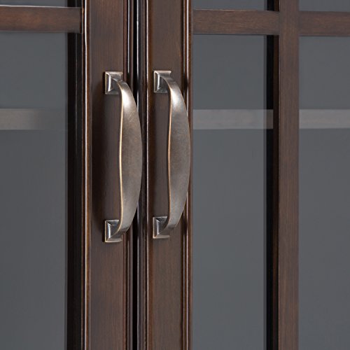 Simpli Home Connaught SOLID WOOD 46 inch Wide Traditional Tall Storage Cabinet in Dark Chestnut Brown, with 2 Tempered Glass Doors that open to a Cabinet with 4 Adjustable Shelves an two Deep Drawers - Thumbnail 5