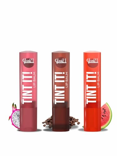 Image of Glam21 Tint it! Lip Balm|Everyday Hydration & Moisturized Lips with Vit-E, Shea Butter,Avocado Oil, SPF15 |Care For Dry & Chapped Lips|Dragon Fruit,Coffee Beans & Watermelon|Combo Pack Of 3|3.5gm Each
