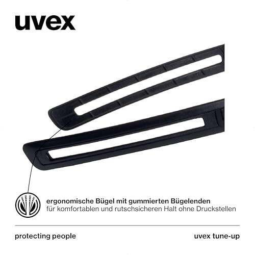 Uvex tune-up Schutzbrille – Sicherheitsbrille mit 100% UV-Schutz - metallfrei, Anti-Beschlag & kratzfest – superleicht (23g) - schwarz, grau 23%